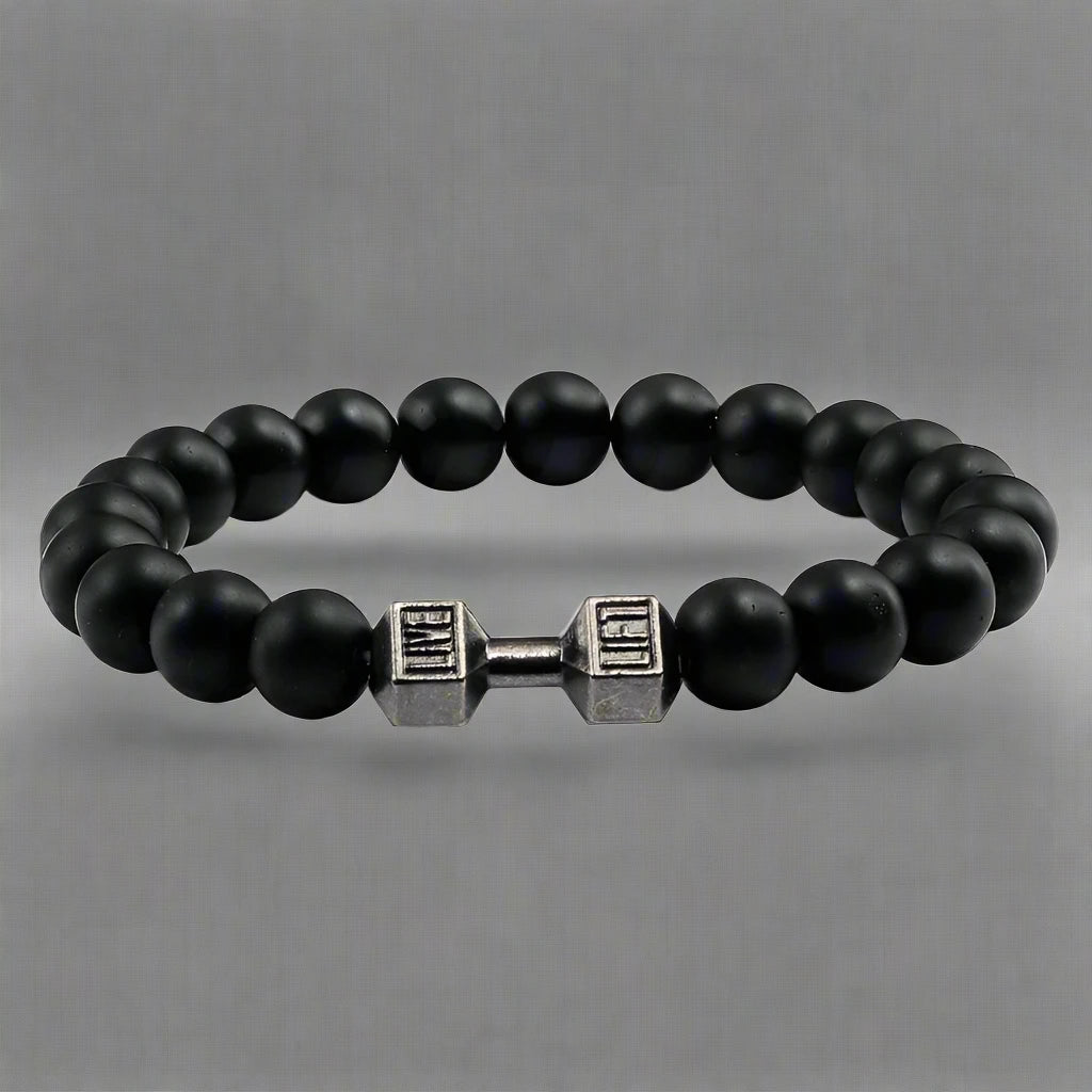 Gym Dumbbells Beads Bracelet Natural Stone Barbell Energy Weights Bracelets for Women Men Couple Pulsera Wristband Jewelry Gift - Top Fitness Products